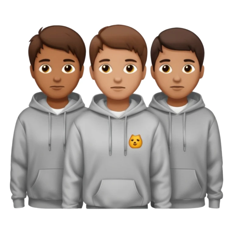 Four men, with brown hair, wearing hoodies sticker