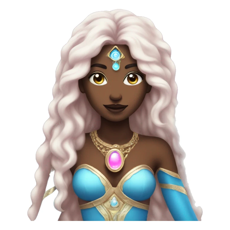 magical diva with pink andromedan skin long hair and blue eyes glowing third eye sticker