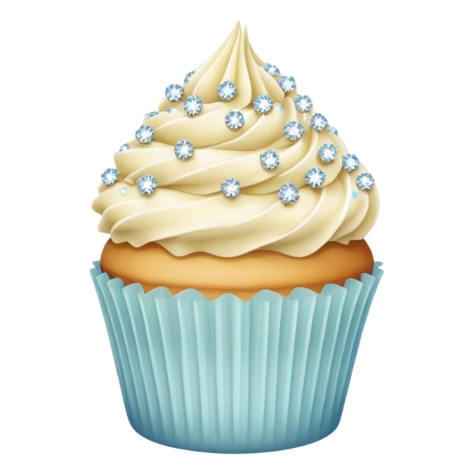 vanilla cupcake with vanilla frosting and crystal sprinkles sticker