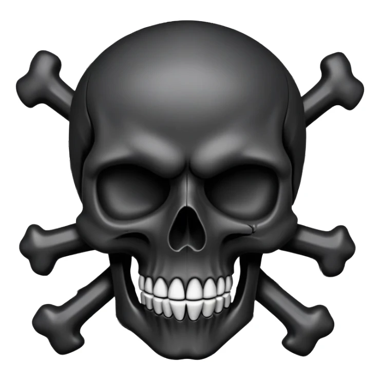 smooth black skull with rebellious graffiti and brand logos, slightly tilted angle sticker