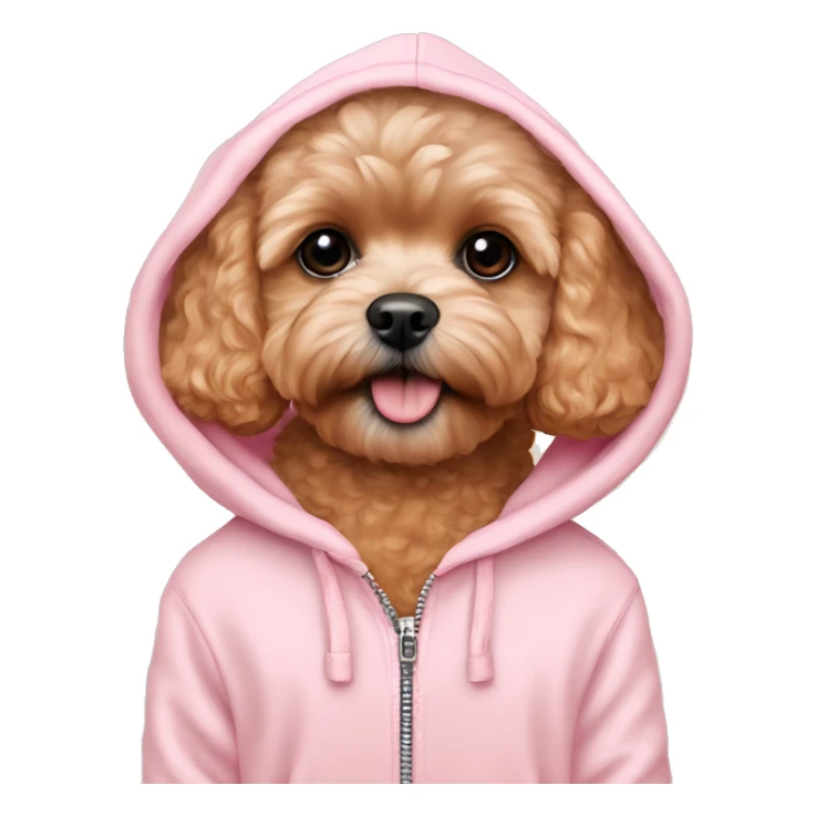 Red Maltipoo in pastel pink hoodie  sticker