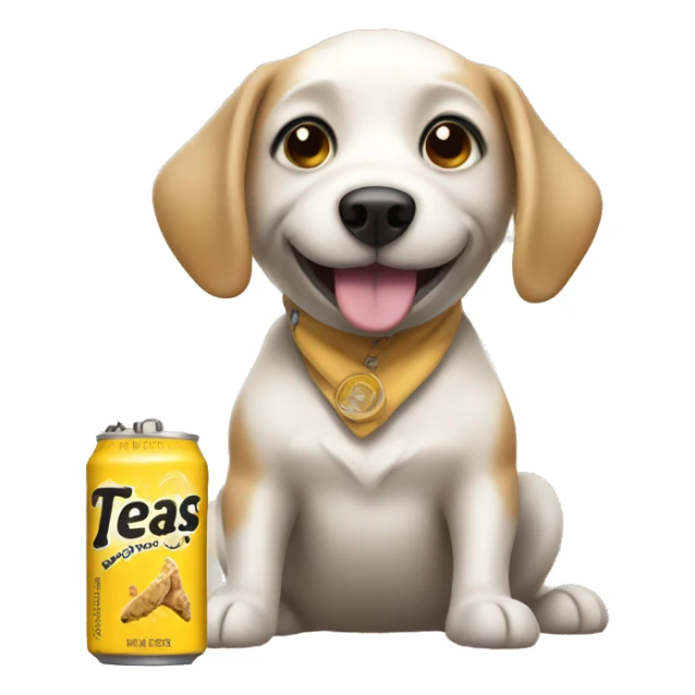 A dog holding a 12 pack of twisted teas sticker