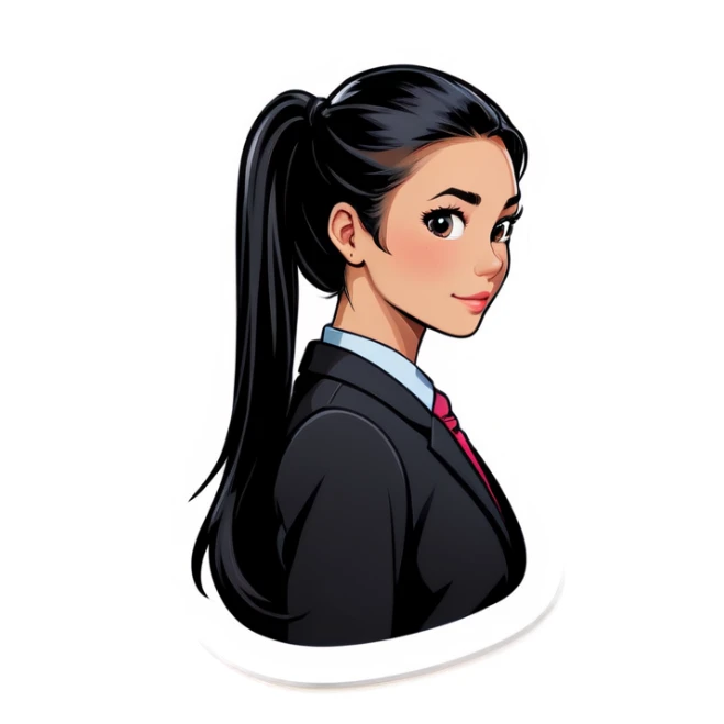 Business girl with black ponytail sticker