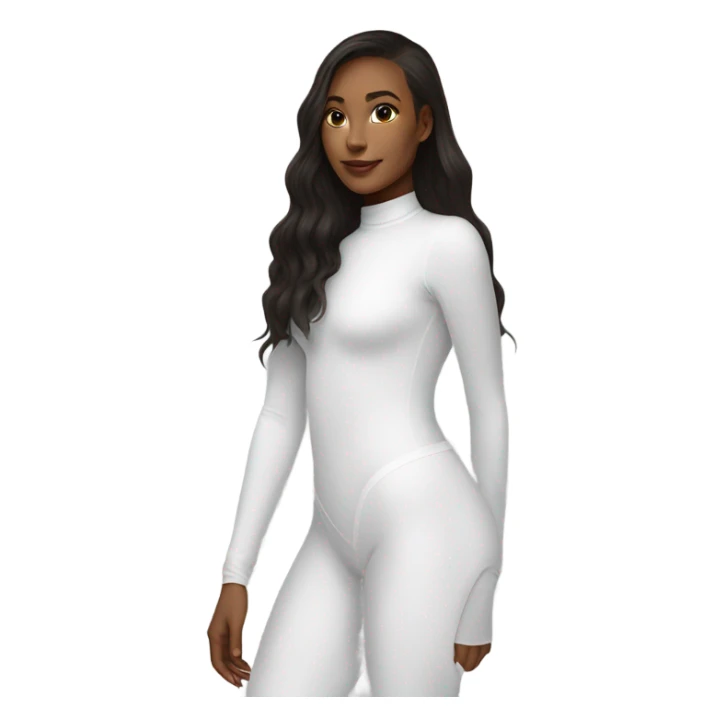 white long sleeve closed neck shapewear bodysuit sticker