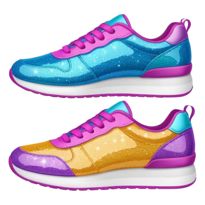 colorful glitter fabric sneakers no brand sticker
