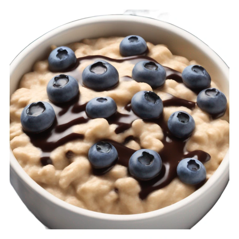 oatmeal in a bowl topped with blueberries and chocolate sauce sticker