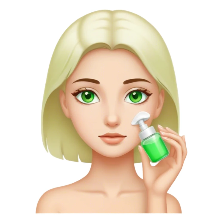 White girl doing skin care green eyes sticker
