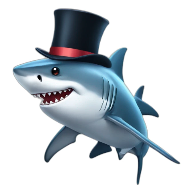 Shark with a top hat sticker