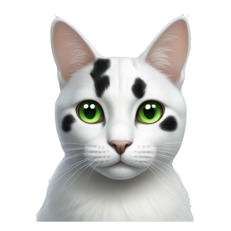 A white cat with big black spots and green eyes sticker