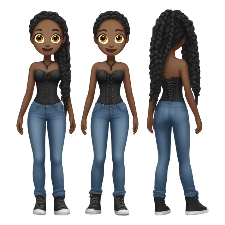 Black girl with braids posing full body jeans corset top sticker