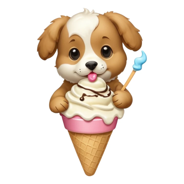 Flying puppy eating ice cream sticker