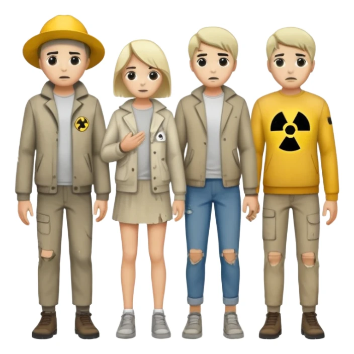 many people with full body effected by radiation sticker