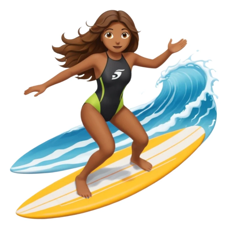 brown girl surfing on wtaer sticker