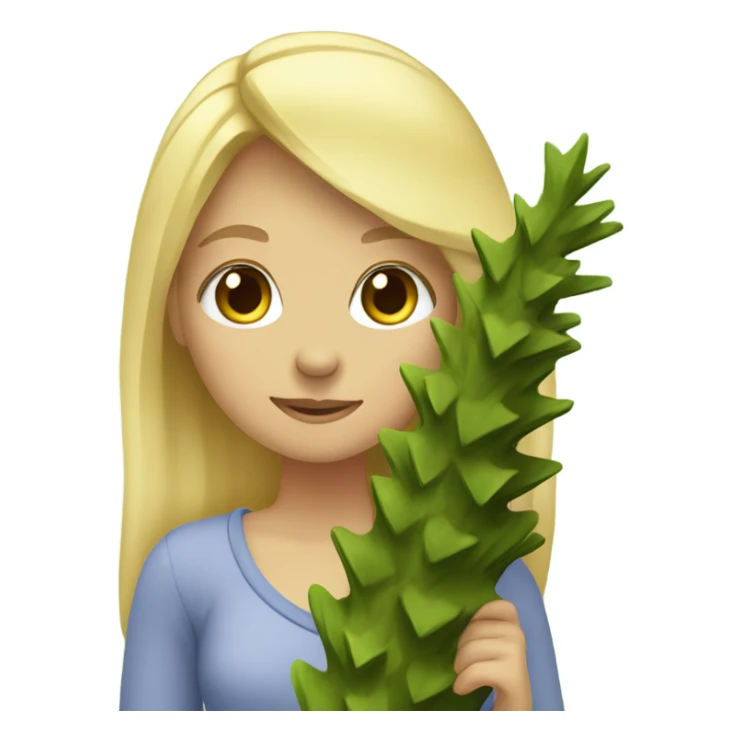 Girl with blonde hair hugging pine tree sticker