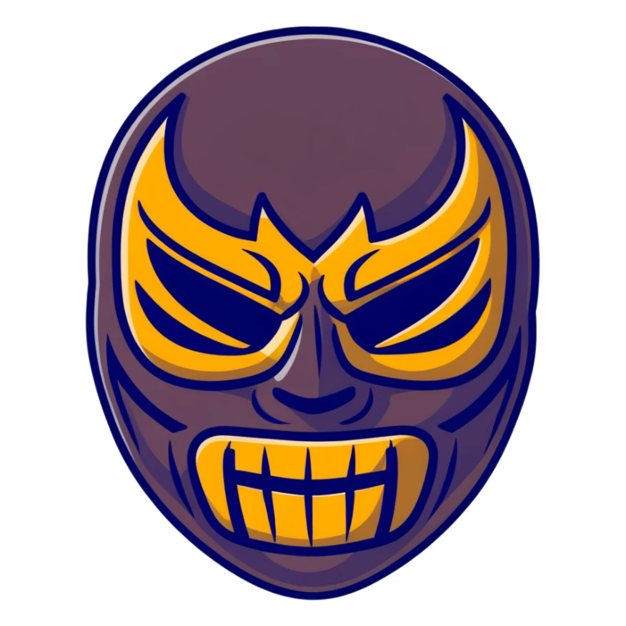 colorful sinister luchador mask with scary features sticker