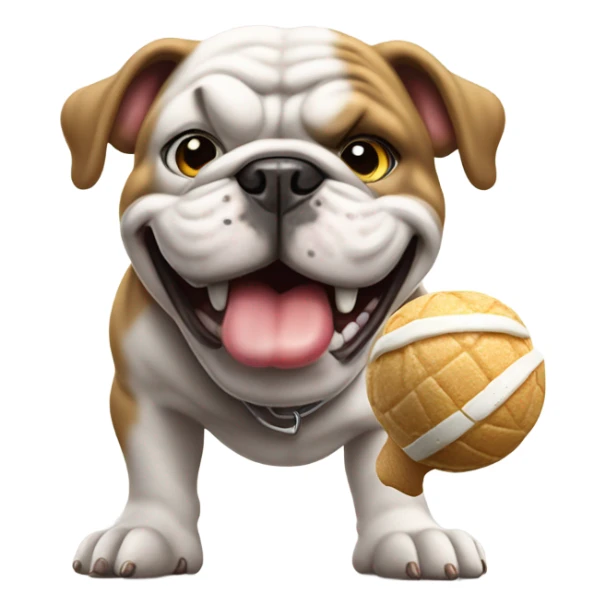 Bulldog playing soccer while eating ice cream  sticker