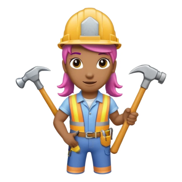 unicorn builder, construction worker unicorn wearing a hard hat and holding a hammer sticker