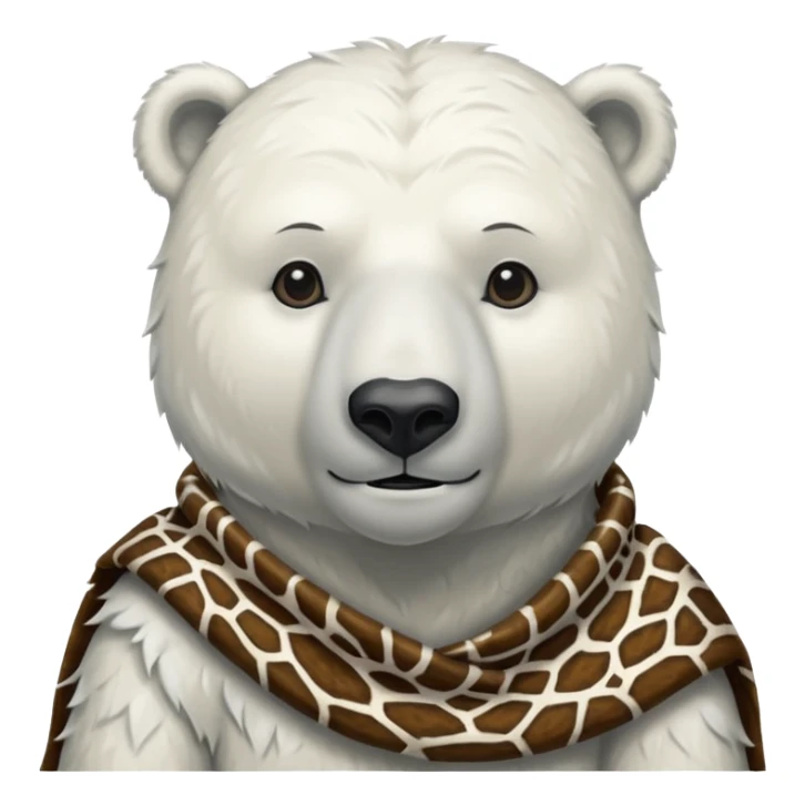 a polar bear wearing ancient animal skin cloth, half body, icon sticker