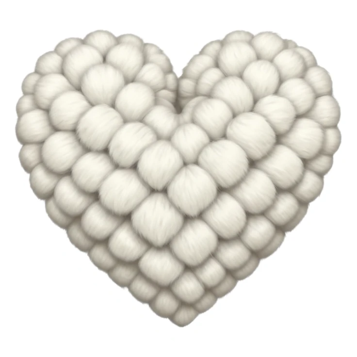 white fur heart, large clumps of wool sticker