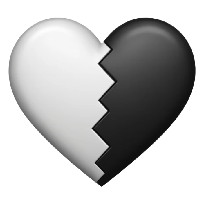 Black and white mix heart sticker