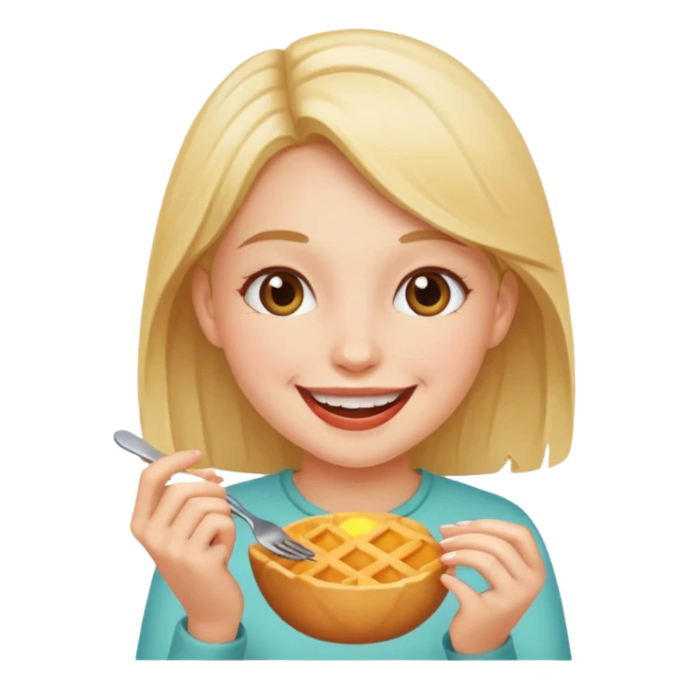 A girl eating  sticker