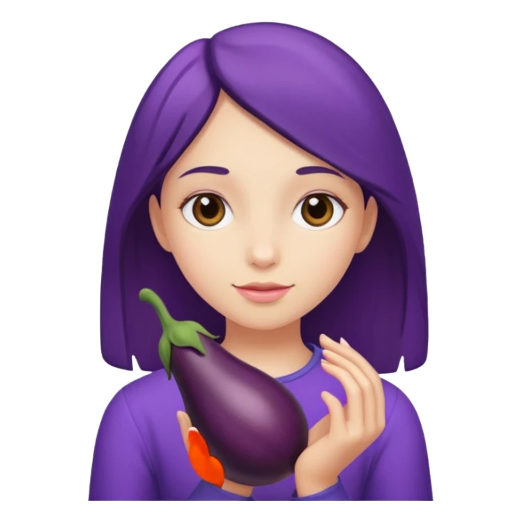 girl holding brinjal sticker