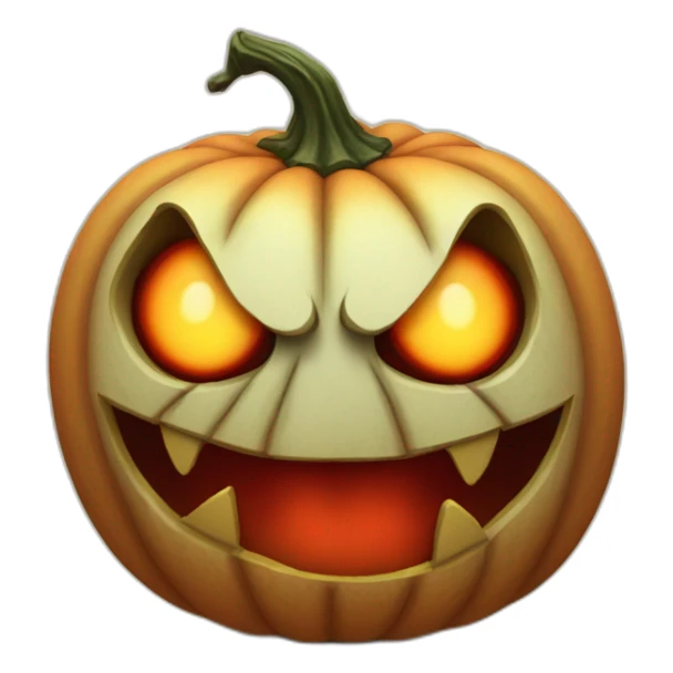 Scary Looking Pumpkin With Red Eyes and a crooked smile sticker