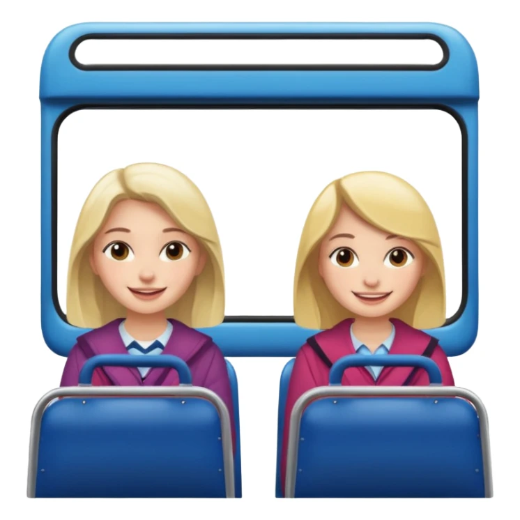 Two girls sitting on a bus sticker