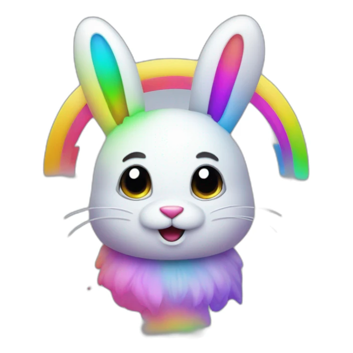 wonderland bunny tech glitchy rainbow colors sticker