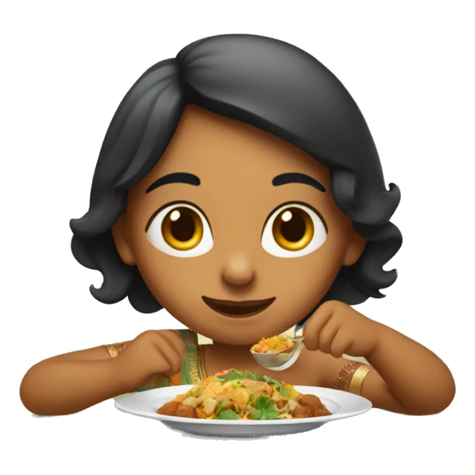 Indian girl enjoying a meal sticker
