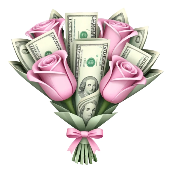pretty pink bouquet made of money sticker