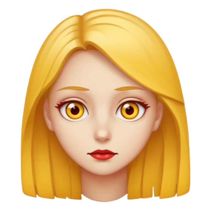 A girl with yellow eye and with An red eye and half smart  sticker