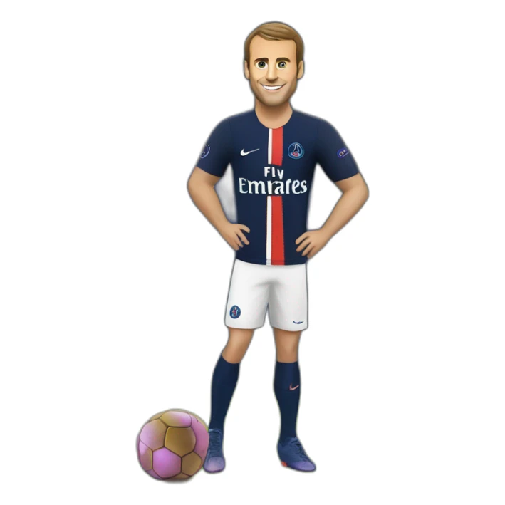 Macron footballeurs avec le mallio du psg sticker
