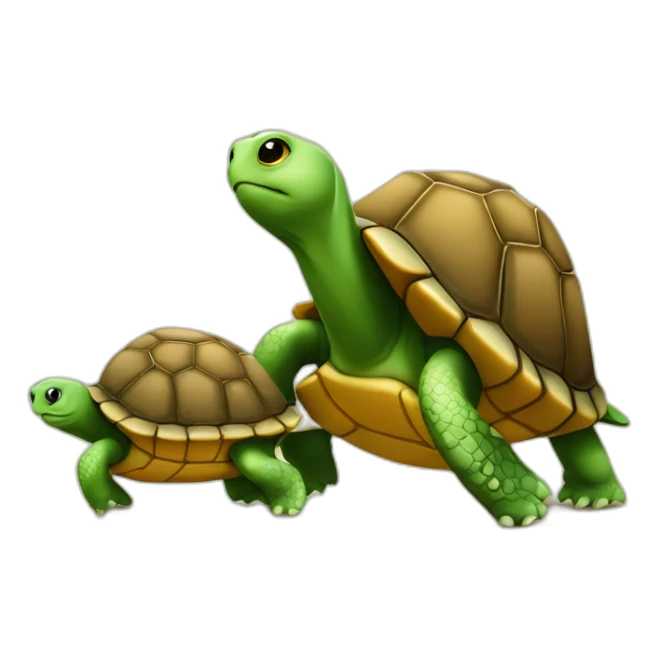 Une tortue avec un bébé tortue sur le dos sticker