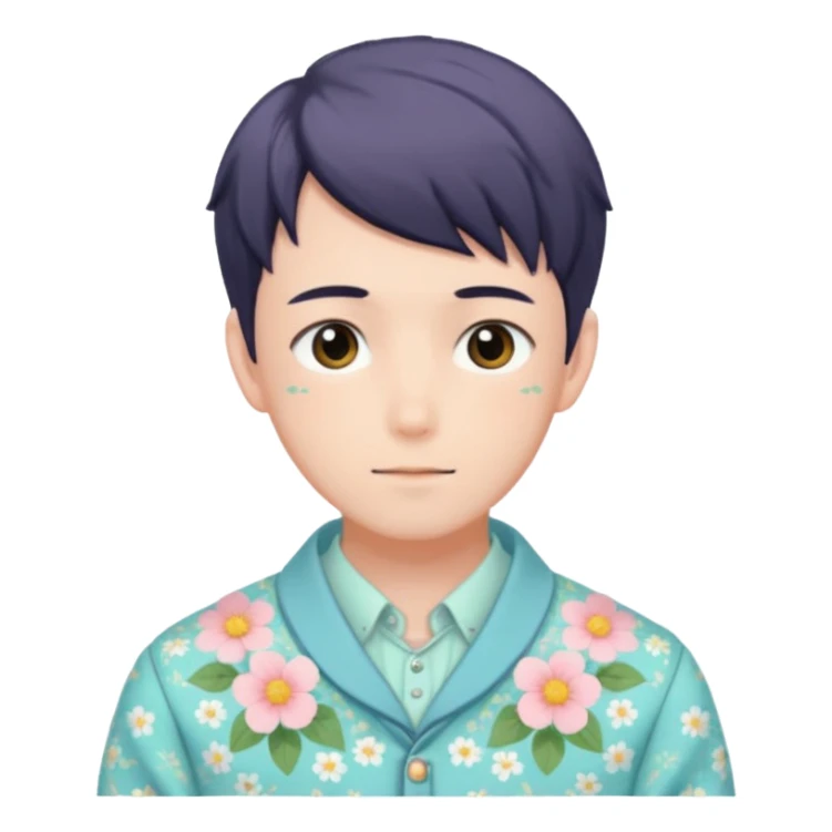 gorgeous-pastel-anime-style- man wearring Cottagecore style  sticker