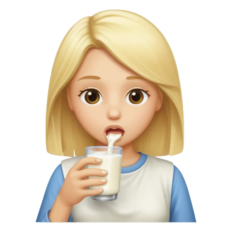 blond girl sucking milk  sticker
