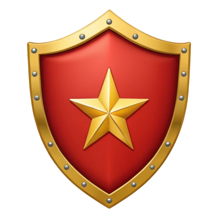 Crimson red premium shield with star sticker