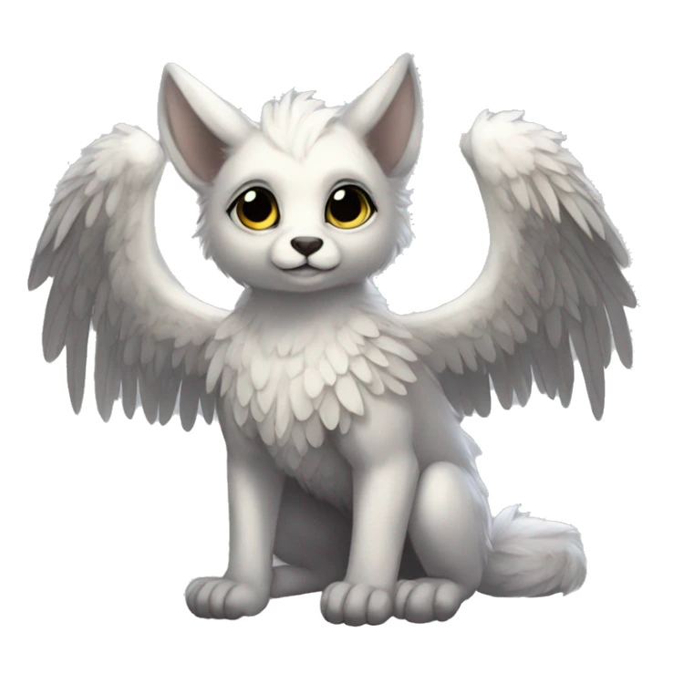 Anthro shy cute winged animal hybrid full body sticker