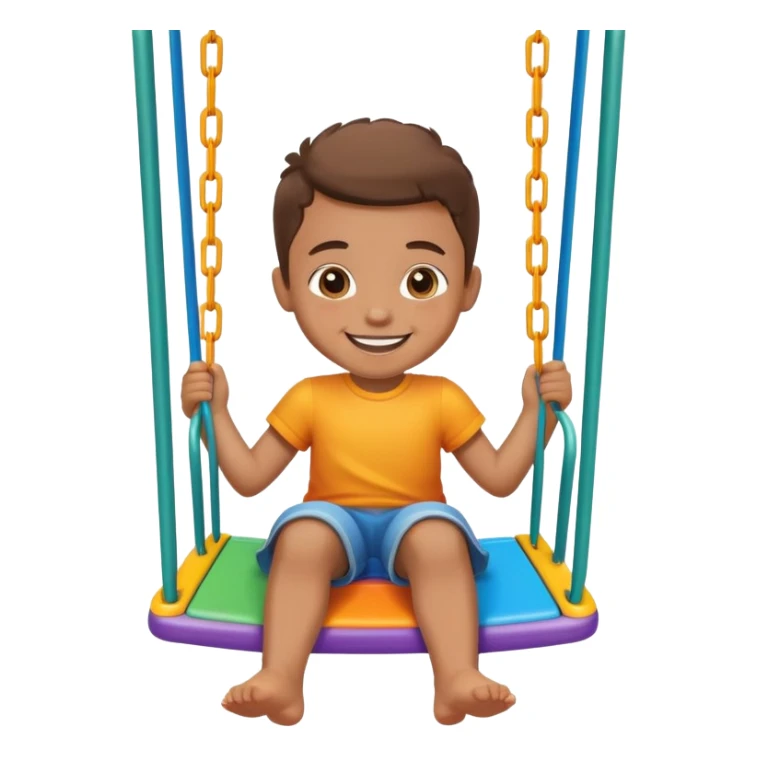 a colorful swing set with a smiling child, fun and friendly sticker