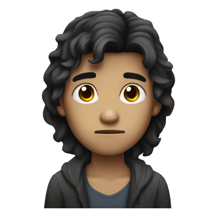 Sad boy long dark hair sticker