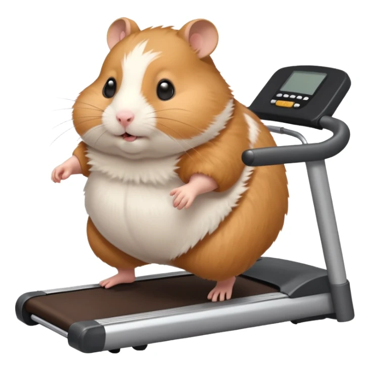 fat hamster big belly trying to run on treadmill  sticker