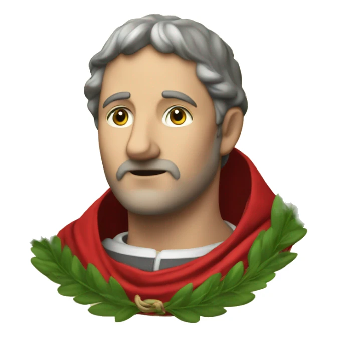 Petrarch in a red cloak and a laurel wreath on his head sticker