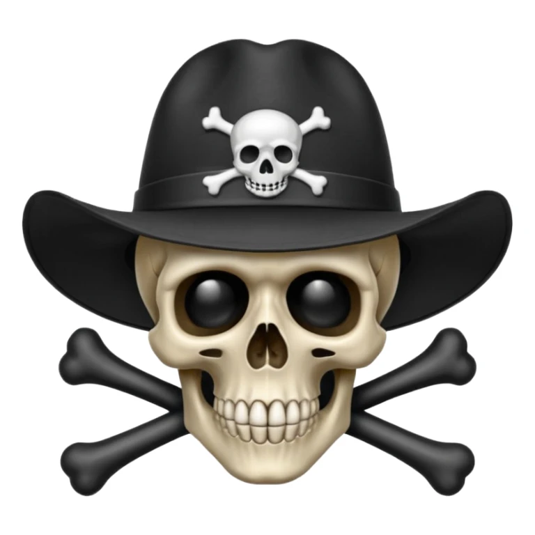 A skull and crossbones wearing a hat like vampire hunter D. sticker