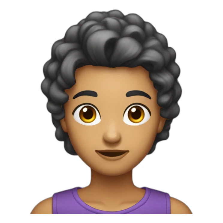 uma jovem parda, cabelo liso, usando blusa roxa, com celular na mão sticker