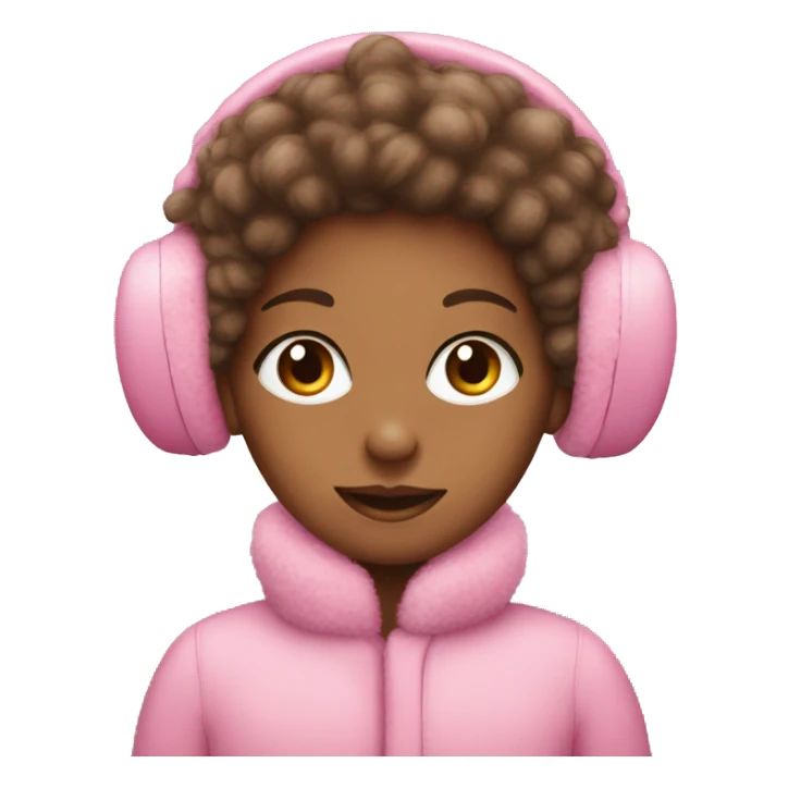 Girl with pink earmuffs and fluffy pink coat on  sticker