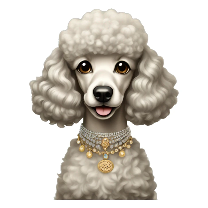 Poodle wearing vintage dress jewelry  sticker