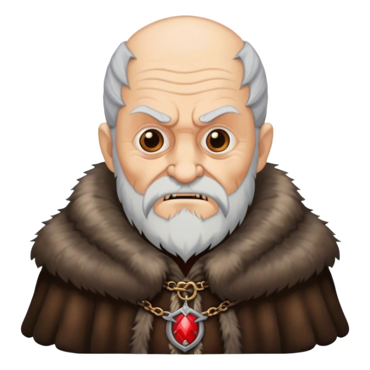 Old man with evil face wear Medieval fur coat sticker