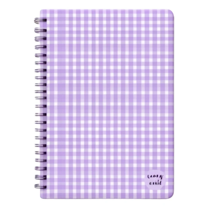 Cute  journal cover, pastel purple gingham pattern
Handwritten feminine typography, soft aesthetic, cozy girl vibe
Clean product mockup, minimal shadows, lifestyle stationery style sticker