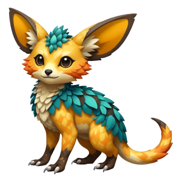 Rare realistic exotic epic pretty beautiful handsome gorgeous aesthetic colorful vibrant Vernid-Trico-species-Fakemon-creature by LiLaiRa, random markings, tufted ears, full body sticker
