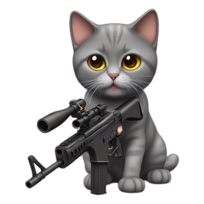 british short hair cat with gun sticker